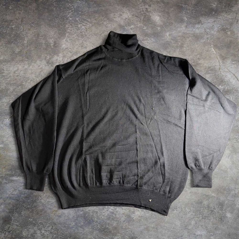 Marcus Neiman Marcus Black Merino Wool Turtleneck Sweater Mens XL Made in Italy